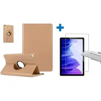 Ntech Screenprotector Geschikt voor Samsung Galaxy Tab A7 Hoes - (2020/2022) - 360 graden draaibaar case Goud + screenprotector gehard glas