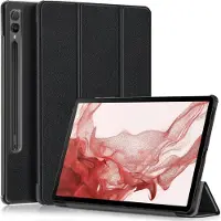 Ntech Samsung Galaxy Tab S9 / S9 FE hoes tri-fold bookcase met auto/wake functie Zwart - Tab S9 FE / S9 Hoes smart cover