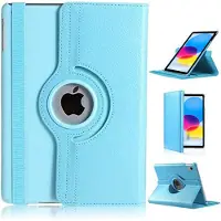 Ntech Hoes geschikt voor iPad 2022 (10.9) 10e generatie draaibare bookcase 360° Case - Licht Blauw