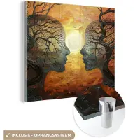 MuchoWow Glasschilderij 50x50 cm - Schilderij acrylglas - Bomen - Gezichten - Zon - Kunst - Foto op glas - Muurdecoratie woonkamer - Wanddecoratie slaapkamer - Schilderijen