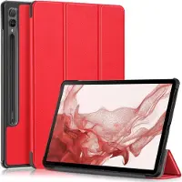 Ntech Samsung Galaxy Tab S9 / S9 FE hoes tri-fold bookcase met auto/wake functie Rood - Tab S9 FE / S9 Hoes smart cover