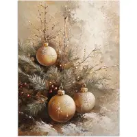 PosterMonkey Poster 120x160 cm - Kerst - Kerstballen - Beige - Goud - Posters - Kamer decoratie - Wanddecoratie woonkamer - Muurdecoratie slaapkamer XXL - Kerstversiering - Kerstdecoratie voor binnen - Kerstmis