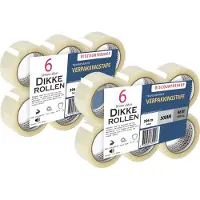 Discountershop Verpakkingstape Transparant 50mm x 66m - 12 rollen sterk plakband - Low Noise PP Tape voor opslag