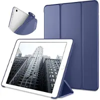 Ntech iPad Hoes 2018 - iPad 2017 Hoes Donker Blauw -iPad hoes 5e / 6e generatie - iPad hoes siliconen - iPad hoesje Soft smart cover - iPad 2018 Hoes - iPad 9.7 hoes - iPad hoesje Bookcase Trifold-