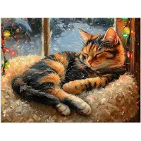 PosterMonkey Poster 40x30 cm - Kat - Kerst - Winter - Dier - Posters - Kamer decoratie - Wanddecoratie woonkamer - Kerstdecoratie voor binnen - Kerstversiering - Kerstmis versiering in huis - Kerstaccessoires