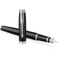 Parker IM vulpen | Zwarte lak met chroom detail | Fijne penpunt met blauwe navulling | Geschenkdoos
