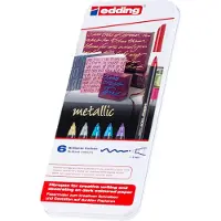 Edding 1200 metallic viltstiften in metalen doos 6 stuks (1 mm rond)