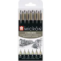 Sakura Pigma Micron Fineliners etui - 6 fineliners - Zwart