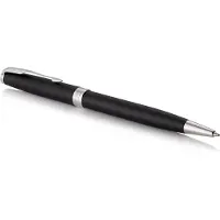 Parker Sonnet-balpen | Matzwart met palladium rand | Medium penpunt met zwarte inkt | Geschenkdoos