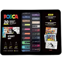Posca Markers m. Metalen doos - 20 stk - Straat Art - - OneSize - Markers