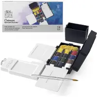 Winsor & Newton 0390639 Cotman Aquarelverf Set – Field Pocket Set – 12 Halve Napjes – Complete Reis Aquarelset voor Buiten Schilderen
