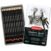 Derwent Graphic Medium potloden set in blik assorti 12 stuks