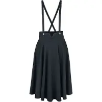 Voodoo Vixen - Rockabilly Midirok - Toyin Black Herringbone Overall Skirt - S tot 4XL - voor Vrouwen - zwart - Maat XL