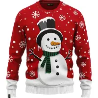 JAP Christmas Kersttrui (maat 3XL) - 100% Gerecycled - Kriebelt niet - Kerstcadeau volwassenen - Foute Kersttrui dames en heren XXXL - Sneeuwpop - Rood