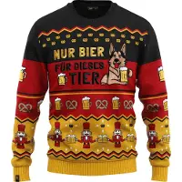 JAP Christmas Around the World Kersttrui (maat M) - 100% Gerecycled - Kriebelt niet - Kerstcadeau volwassenen - Foute Kersttrui dames en heren - Duitsland - Zwart/Rood/Geel