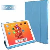 Ntech Hoes geschikt voor Apple iPad (2019 / 2020) 10.2 /Air 10.5 (2019) Smart hoes Tri-Fold met Pencil Houder - Turquoise
