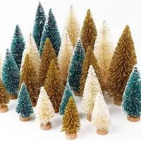 FLOOQ Mini Kerstboom 24 stuks - Miniatuur Kerstboompjes - Kerstversiering - Kerstdecoratie Voor Binnen - Kleine Kerstbomen - Kerst Cadeau
