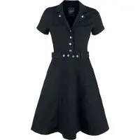 Queen Kerosin - Rockabilly Midi-jurk - Workwear Dress - S tot XXL - voor Vrouwen - zwart - Maat M