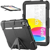 Ntech Hoes geschikt voor iPad 2022 hoes Extreme Armor Case met screenprotector – Shock Proof Standcase - 10e generatie hoes Zwart