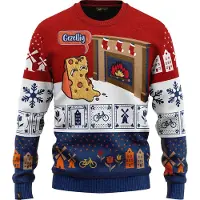JAP Christmas Around the World Kersttrui voor kinderen (maat 122/128) - 100% Gerecycled - Kriebelt niet - Kerstcadeau - Foute Kersttrui jongens en meisjes (7/8 jaar) - Nederland - Rood/Wit/Blauw