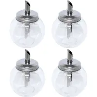 Concorde Suikerpot met strooier - 4x – voorraadpot glas – 250 ml – 8 x 8 x 11 cm – metalen schroefdeksel