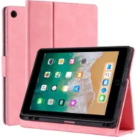 OTronica hoes geschikt voor iPad 5e generatie / iPad 2017 / iPad 2018 Hoes Luxe Leren Bookcase met Pencil houder - Premium Leren cover - Rose Goud