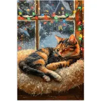 PosterMonkey Poster 20x30 cm - Kat - Kerst - Winter - Dier - Posters - Kamer decoratie - Wanddecoratie woonkamer - Kerstdecoratie voor binnen - Kerstversiering - Kerstmis versiering in huis - Kerstaccessoires