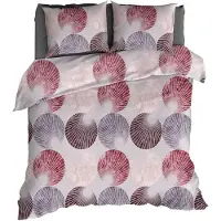 Romanette Dekbedovertrek Gerlos Grijs / Bordo Flanel-260 x 200 / 220 cm | Extra Breed