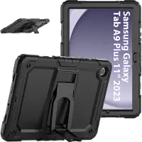 Ntech Tablet Hoes Geschikt voor Samsung Galaxy Tab A9 Plus / A11 Plus hoes Zwart - Rugged Backcover met kickstand