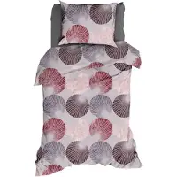 Romanette Dekbedovertrek Gerlos Grijs / Bordo Flanel-140 x 200 / 220 cm | 1-Persoons