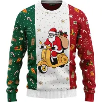 JAP Christmas Around the World Kersttrui (maat M) - 100% Gerecycled - Kriebelt niet - Kerstcadeau volwassenen - Foute Kersttrui dames en heren - Italië - Groen/Wit/Rood