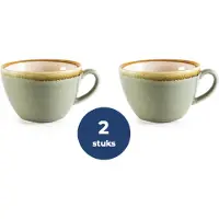 Olympia Kiln Cappuccino Kop - Mosgroen - 34cl (Set van 2 stuks)