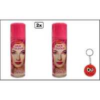 Goodmark 2x Haarverf/haarspray roze 125 ml - Smiley - Festival thema feest carnaval haar kleurspray party