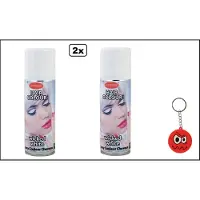 Goodmark 2x Haarverf/haarspray wit 125 ml - Smiley - Festival thema feest carnaval haar kleurspray party