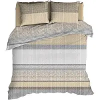 Romanette Dekbedovertrek Cortina Beige / Grijs Flanel-240 x 200 / 220 cm | Lits-Jumeaux