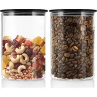 Discountershop Voorraadpotten Set van 2 - Luchtdichte Deksels - Glas - BPA Vrij - 575 ML - 13,2 cm Hoog - 8 cm Diameter