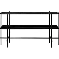 Gubi TS Console bijzettafel 120x30x72 cm black marquina marble, zwart onderstel, met blad