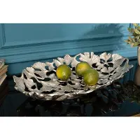 Invicta Decoratieve kom GINKGO LEAFS 50cm zilver handgemaakt metaal - 41794