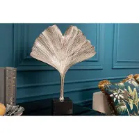 Invicta Decoratief beeld GINKGO LEAF 44cm zilver handgemaakt metaal met marmeren voet - 41786