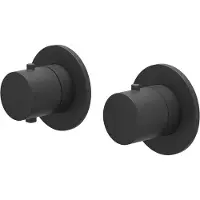 Ivy Aia Bond Afbouwdeel inbouwthermostaat met 2-weg stop-omstel symmetry met ronde rozetten Geborsteld metal black PVD