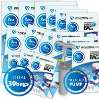 Vacuumbag.com XL Vacuumzakken Pakket Home met pomp [Set 30 zakken+pomp]