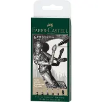 Faber-Castell - 6 pitt Artist Pen, brush - Black (167154)