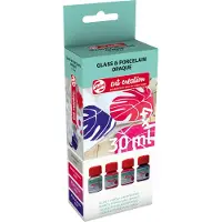 Art Creation Glass &amp; Porcelain Paint Opaque Set 4 x 30 ml Pink Silver