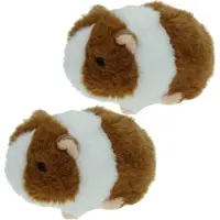 Cornelissen Pluche knuffel dier - Set van 2x stuks - Cavia - bruin/wit - van 13 cm - Speelgoed huisdieren knuffels