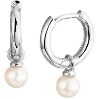 The Jewelry Collection Zilver Gerhodineerde Klapoorringen parel 1333342