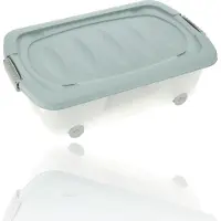Discountershop Opbergbox 24liter Groen -Opberger op Wielen met Druksluiting Onderbedbox (60x38.5x18 cm