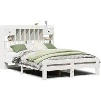 vidaXL Bed met boekenkast zonder matras grenenhout wit 150x200 cm