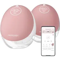 MOMCOZY M9 Mobile Breast Pump Double Wit, Pink