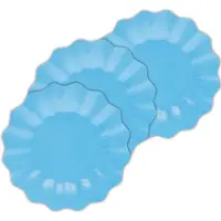 Givi Italia Feestbordjes/gebaksbordjes - schulprand - 24x - turquoise blauw - rond - papier/karton - 21 cm - kinderfeestje