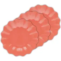 Givi Italia Feestbordjes/gebaksbordjes - schulprand - 24x - koraal roze - rond - papier/karton - 21 cm - kinderfeestje
